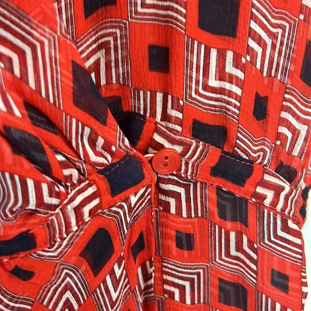 Vintage Missoni red black geometric print sheer long sleeve dress size medium - Picture 7 of 8